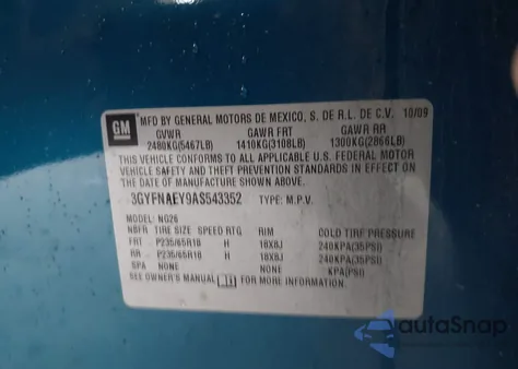 2010 Cadillac Srx Luxury Collection z USA, uszkodzony, nr VIN 3GYFNAEY9AS543352